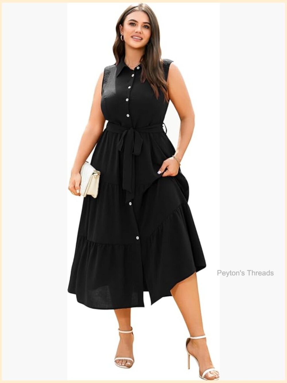 Plus Size Sleeveless Maxi Dress with Pockets Tiered Boho Midi Dress